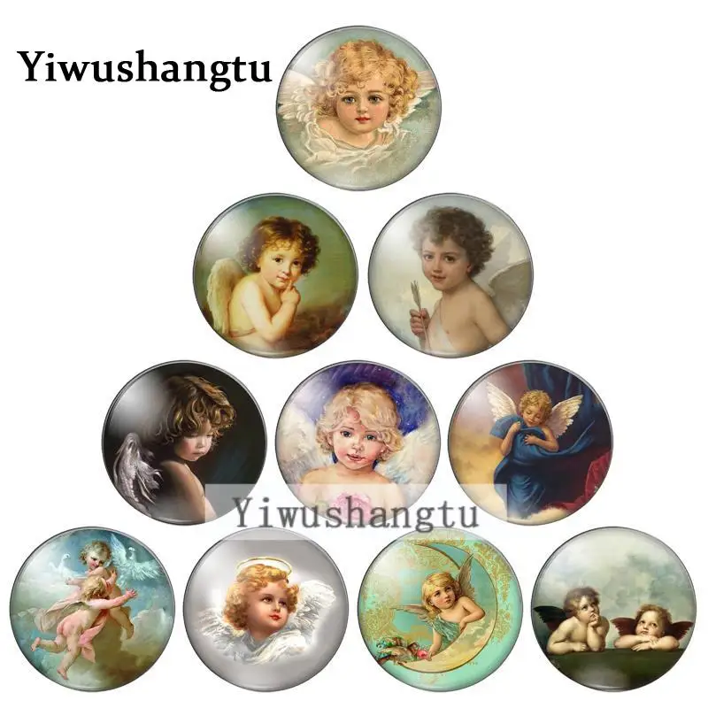 

Cute angel love peace and good luck 10mm/12mm/18mm/20mm/25mm Round photo glass cabochon demo flat back Making findings ZB0543