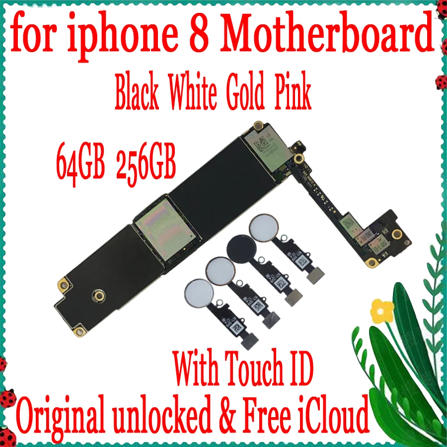 

64GB 256GB Factory Unlocked Motherboard For iPhone 8 4.7inch 100% Original Mainboard With Touch ID with Full Chips
