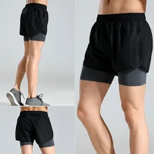 2 в 1 для мужчин шорты для бега быстросохнущие тренировки бодибилдинга тренажерный зал эластичные шорты спортивные Бег Теннис тренировочные шорты
