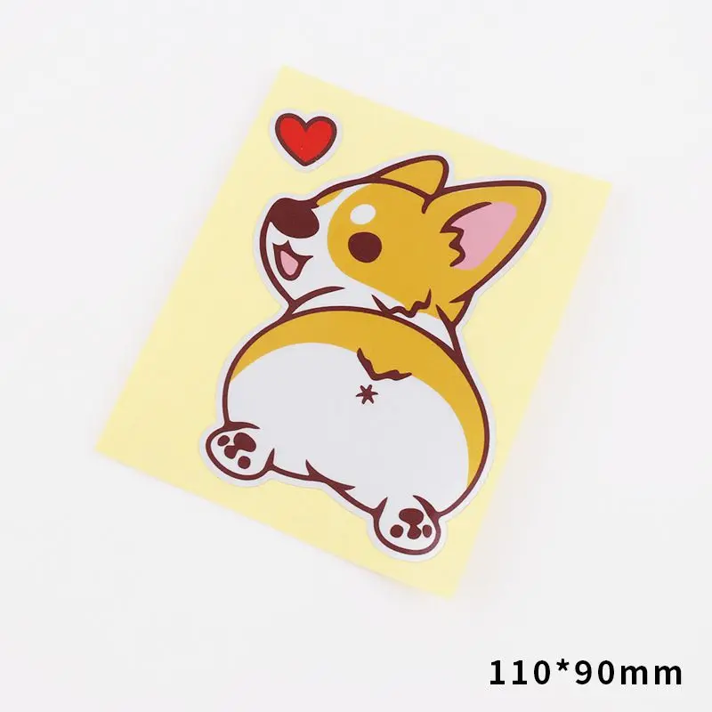 Новая Автомобильная оконная забавная мультяшная наклейка corgi Водонепроницаемая Съемная Автомобильная украшение лобового стекла внешняя оконная наклейка