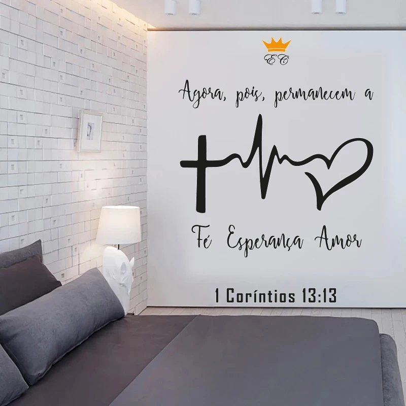 

Agora POI Permanecem в Fe эсперанса Амор португальский цитаты наклейки на стену виниловые обои фрески для домашний декор гостиной настенные наклейки ...