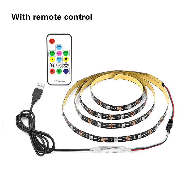 With Remote Неоновый свет USB power tv СВЕТОДИОДНЫЙ светильник с подсветкой умный индивидуальный адресуемый пиксель WS2812B программируемый ленточный светодиодный светильник лампы 1 м-5 м - Испускаемый цвет: With Remote
