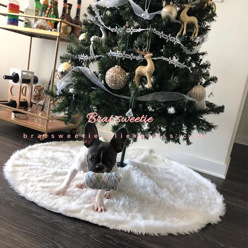 2020 белый плюшевый фартук для новогодней елки ковер рождественской украшения