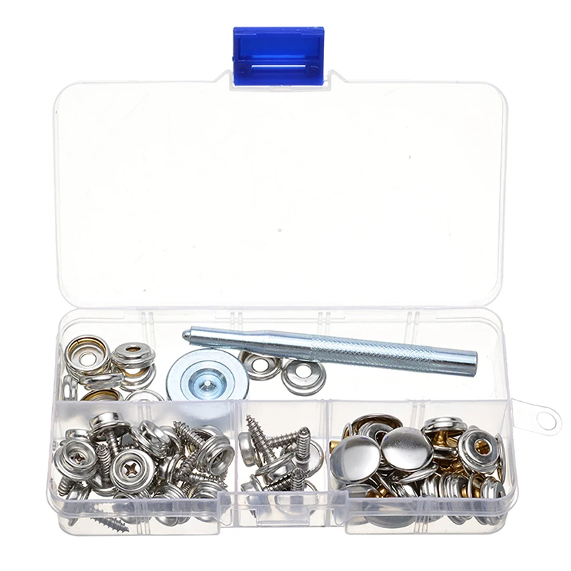 New Arrival 1Set 62pcs Metal Steel Boat Cover Canvas Snap Fastener Repair Kit SL Marine Hardware Accessories