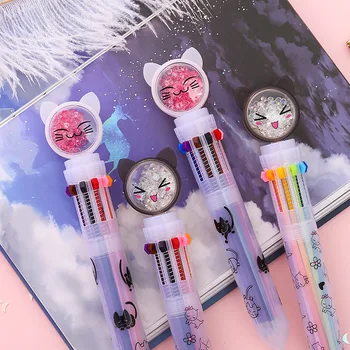 

1 PC 10 Colors Kawaii Cat Ballpoint Pen Cute Cartoon Writing Hand Account Ball Pen Gift Office School Stationery Supplies 03768