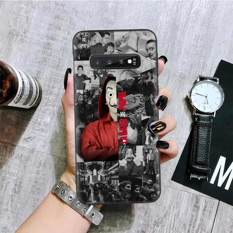 Черный чехол для samsung Galaxy S10+ Plus Lite Note 10 9 8 S9 S8 J4 J6+ Plus S7 S6 Edge Capa