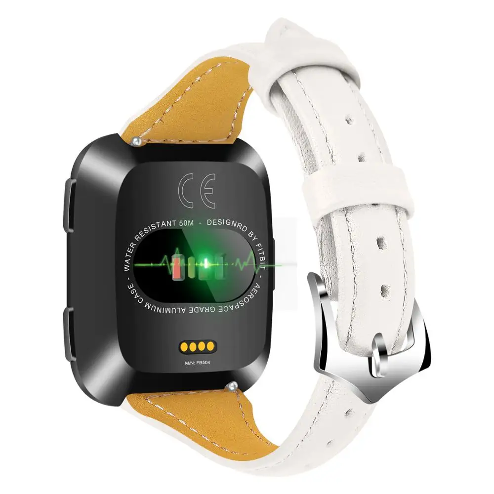Joyozy индивидуальность Красивая воловья петля 20 мм ремешок для fitbit серии versa часы классический кожаный ремешок для fitbit versa часы - Цвет ремешка: White