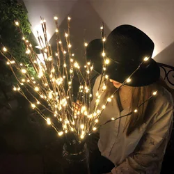 Lampe LED en forme de vigne de saule, Flexible et pliable, alimentée par batterie, pour l'intérieur et l'extérieur, décoration de fête de mariage 