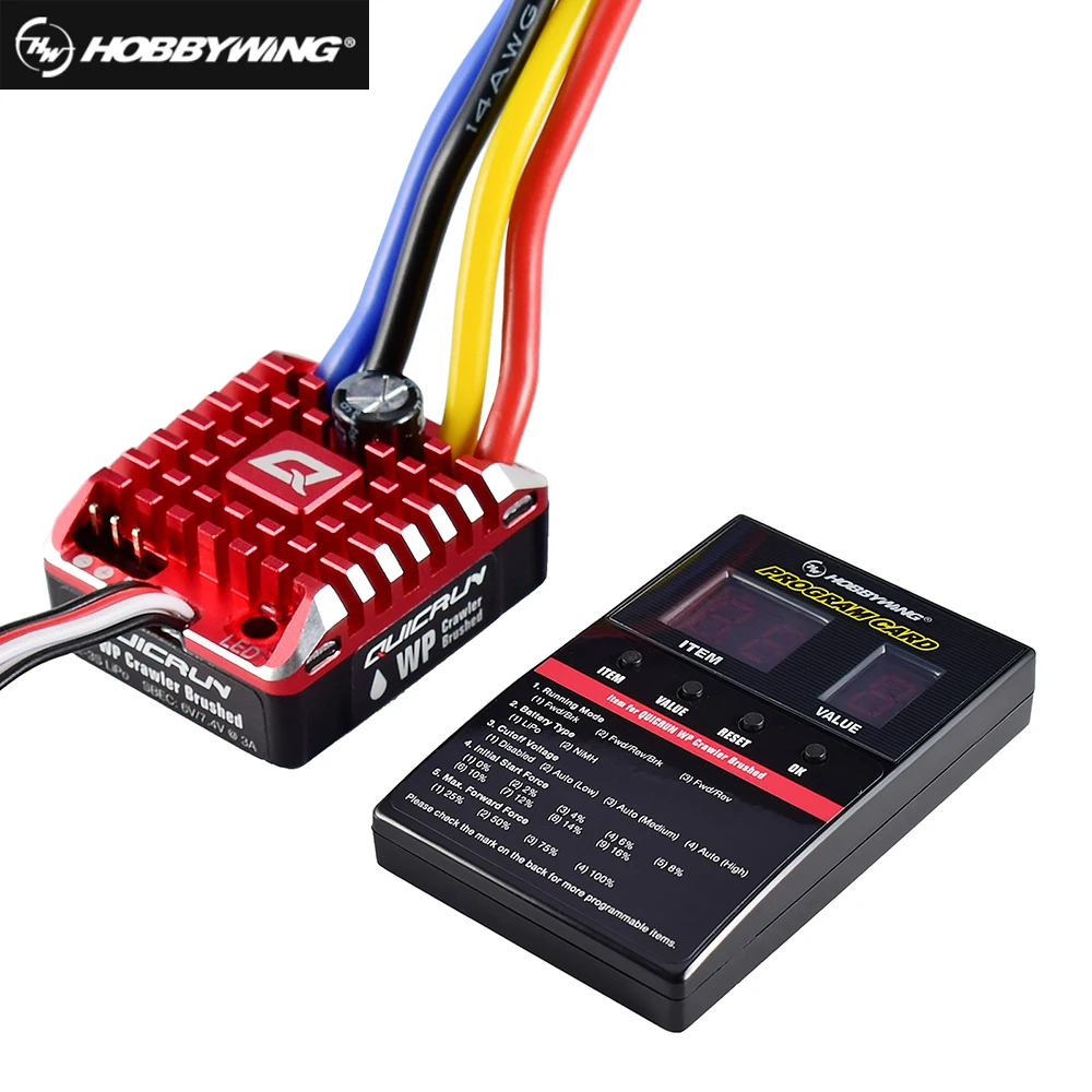 Hobbywing QuicRun WP 1080 Crawler Brushed waterproof ESC 80A with 6V/7.4V 3A BEC Special Design for 1/10th, 1/8th Crawlers