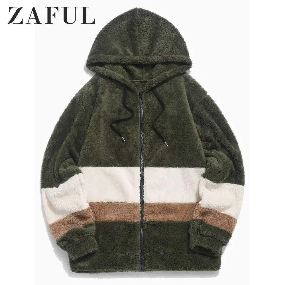 ZAFUL цветная куртка с искусственным мехом пушистая капюшоном осень 2019 уличная
