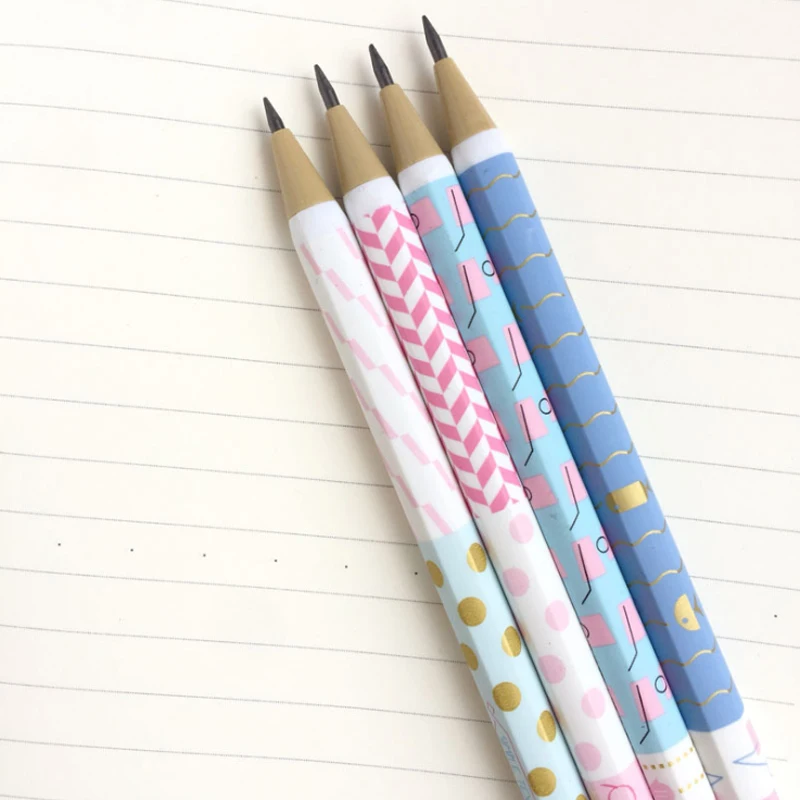

4pcs/pack Pattern Series Drawing Writing 2.0mm With Pencil Sharpener Three Colors Office School Stationery