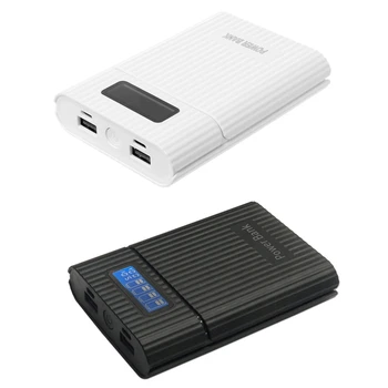 ポータブルデュアルusb 5v 6*18650 電源銀行ケース電池携帯電話充電器diyシェルled光デジタル表示充電