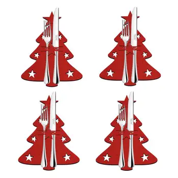 

4PCS Christmas Tree Cutlery Bag Unique Exquisite Cutlery Holder Organizer Christmas Hotel Home Party Table Decoration