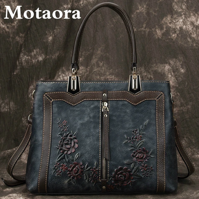 MOTAORA Women's Bag Retro Genuine Leather Luxury Handbags For Women 2022 New Handmade Crossbody Bag Large Capacity Bags Female 1