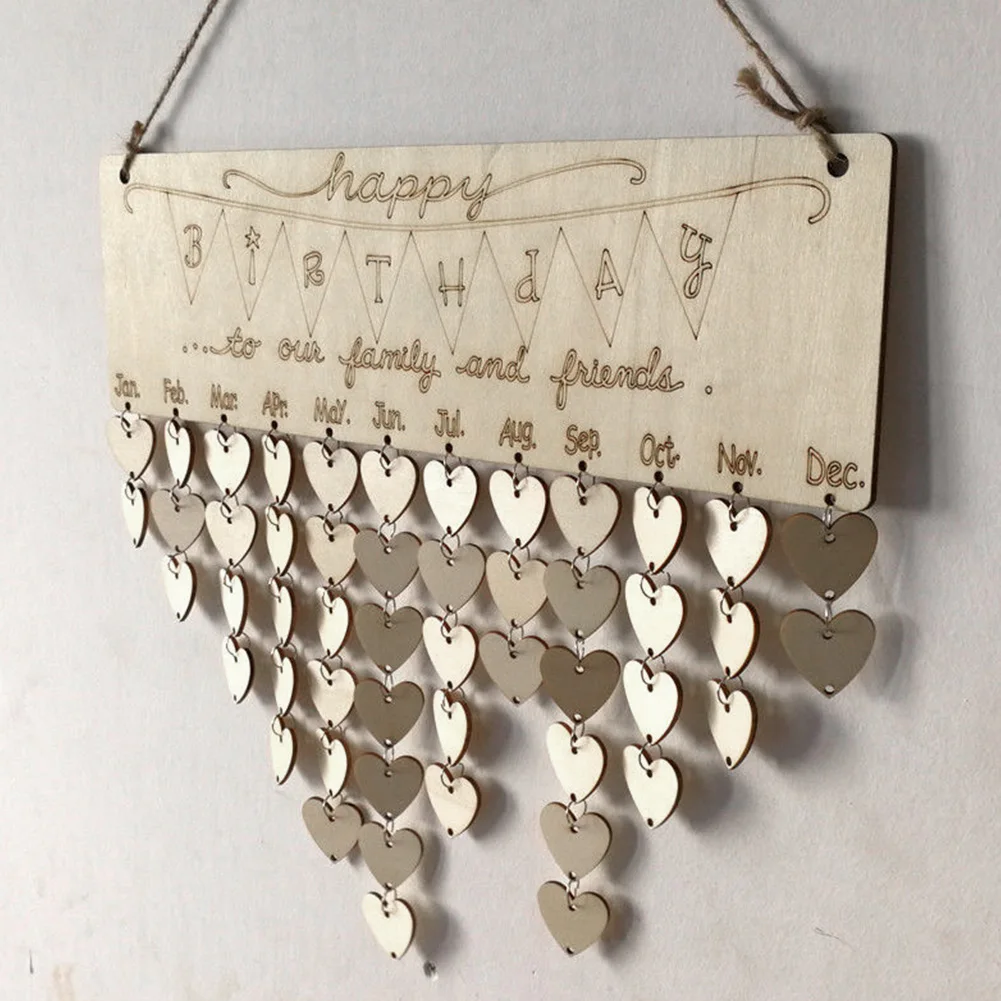 Календарь деревянный день рождения доска напоминаний Ply табличка знак семья DIY