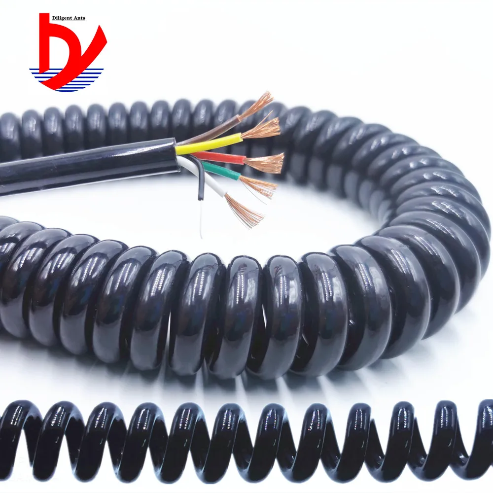 Провод пружинный спиральный кабель 2 ядра 3 4 5 6 8 9 10 12 ядро 0.2mm0.3mm0.5mm черный и белый