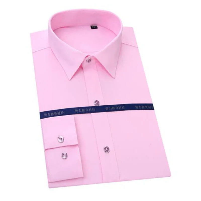 Деловое мужское платье однобортные рубашки Camisa, квадратный воротник не нуждается в глажке бамбуковое волокно эластичная рубашка весенняя одежда - Цвет: pink
