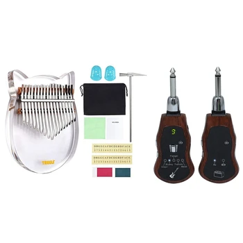

17 Key Kalimba Acrylic Thumb Piano 17 Keys Mbira Transparent & Wireless Guitar System Transmitter Receiver Set