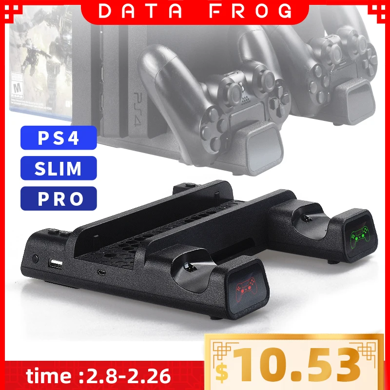 3 in 1 For PS4/PS4 Slim/PS4 PRO Vertical Stand With Dual Controller Charger Station Games For Sony Playstation 4 Cooling Fan
