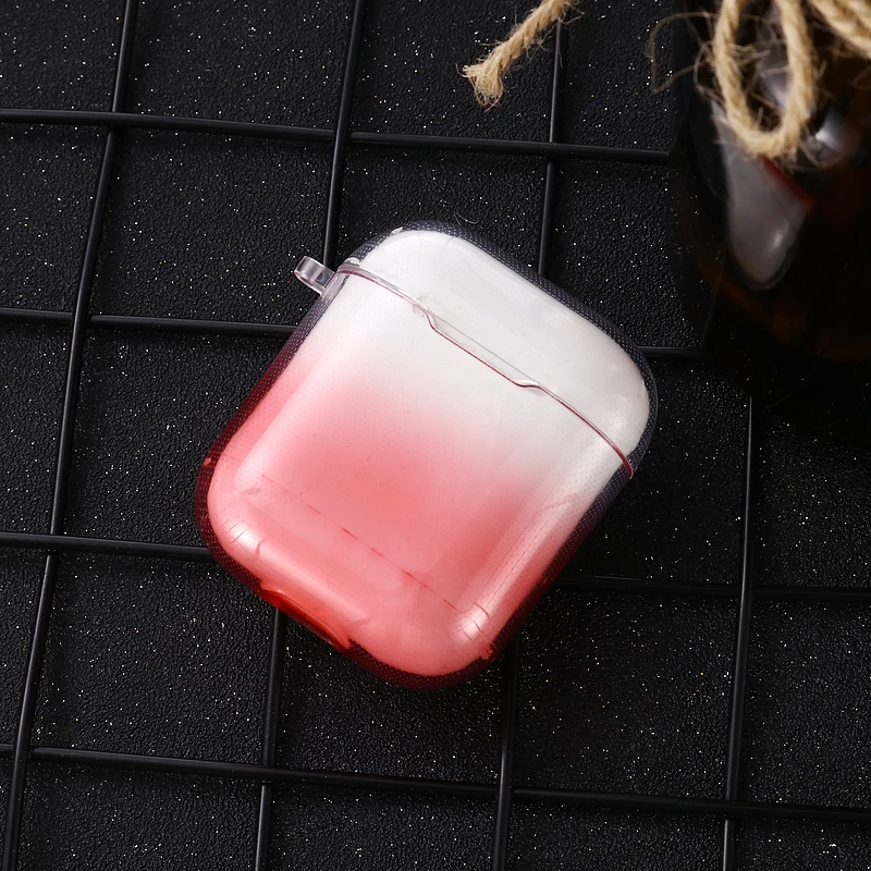 Для Apple Air Pods 1 2 мягкий цвет градиента силиконовый универсальный чехол Bluetooth беспроводные наушники крышка для AirPods защитная коробка - Цвет: red