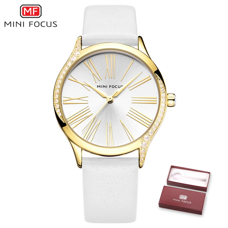 Golden MINIFOCUS, женские часы, Лидирующий бренд, Роскошные Кварцевые женские кожаные Наручные часы, модные, повседневные, под платье, женские часы, Relogio Feminino - Цвет: Golden
