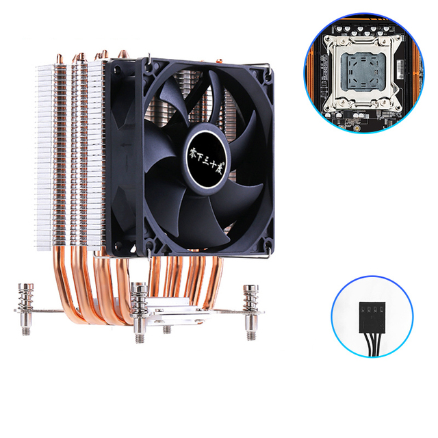 4 Heat Pipes CPU Cooler 4Pin RGB PC Quiet Intel LGA 2011 LGA 2011-3 X79 X99 CPU Cooling Fan