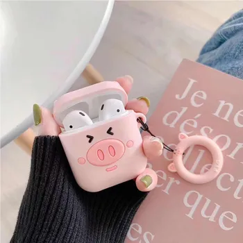 

CARPRIE Cute Cartoon Pink Piglet Slicone Girls Kids Protective Cover For AirPod 2/1Case For Earphone Travel Carry Storage