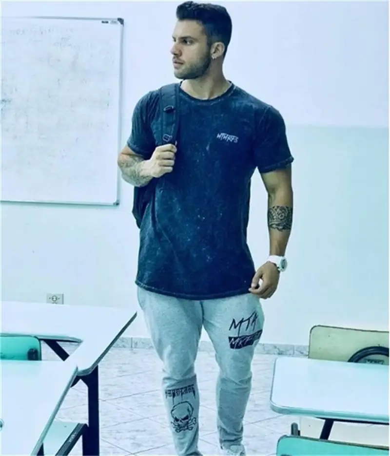 

Muscle Fitness Brothers New Style Men Sports Casual Running Exercise Pure Cotton Elasticity Slim Fit Trousers
