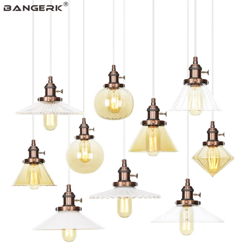 Nordic Design Adjust LED Pendant Light Iron Switch Glass Hanging Lamp Loft Decor Dining Room Home Lighting Luminaire E26 E27 | Лампы и