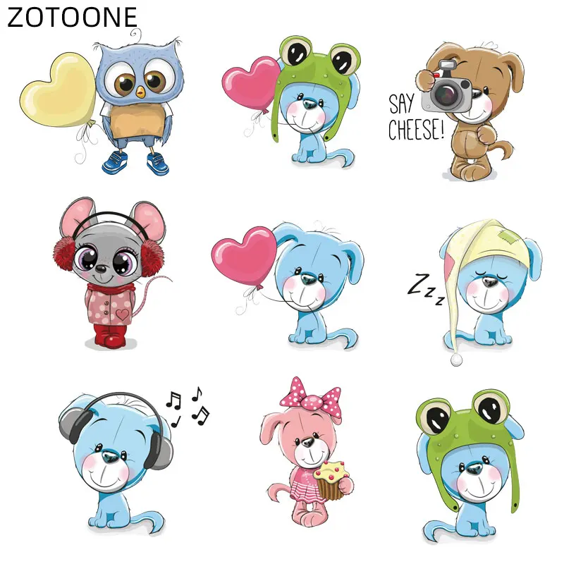 

ZOTOONE Iron Sticker Animal Patches for Clothes Bear Mouse Owl Heat Transfers Stickers Washable DIY Iron-on Patches Appliques G