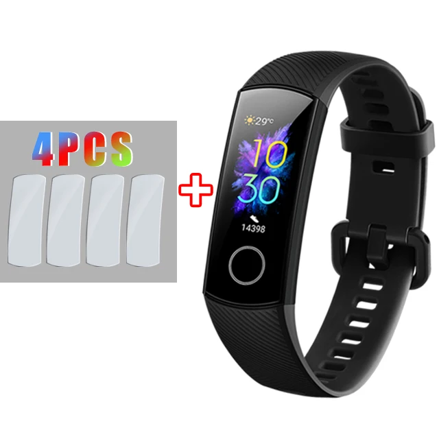 black add film Смарт-браслет huawei Honor Band 5 с кислородом крови, сенсорный экран Amoled 0,95 дюйма, фиксирующий частоту пульса и сна, SnapBracelet - Цвет: black add film