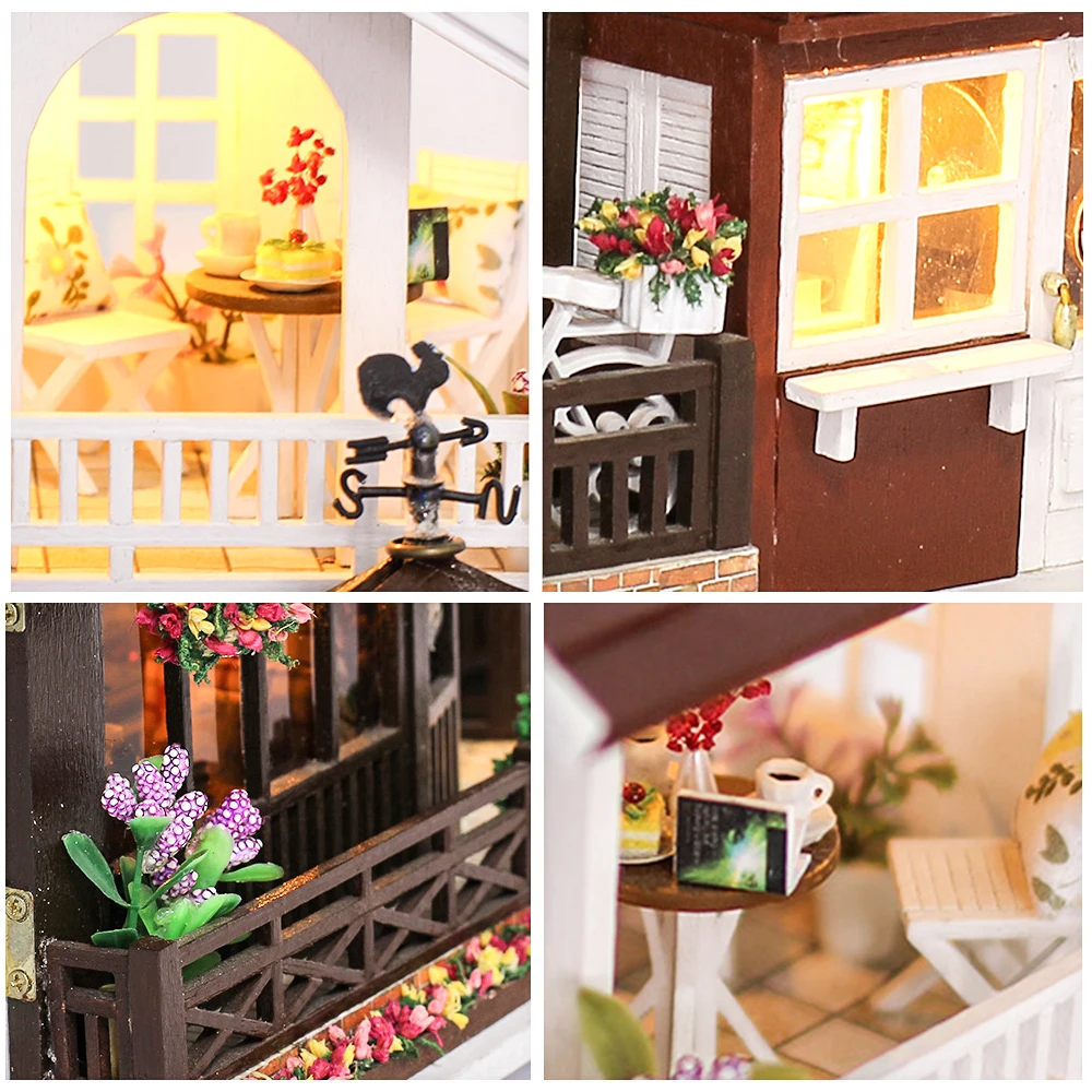 CUTEBEE DIY деревянный кукольный домик кукольные домики Миниатюрный Кукольный дом мебель набор Каса Музыка Led игрушки для детей подарок на день рождения K21