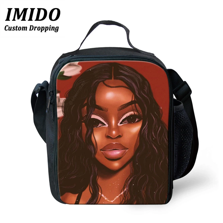 IMIDO новые школьные сумки для детей черный искусства АФРИКАНСКАЯ ДЕВУШКА печать на плечо сумка-мешок для детей 3 шт./компл. школьная книга сумки через плечо - Цвет: 6043G