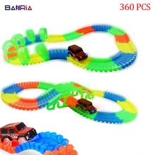 Гибкая светящаяся Волшебная гоночная трасса, мигающая литая под давлением модель автомобиля, гоночная светится в темноте, обучающая игрушка для подарка на Рождество