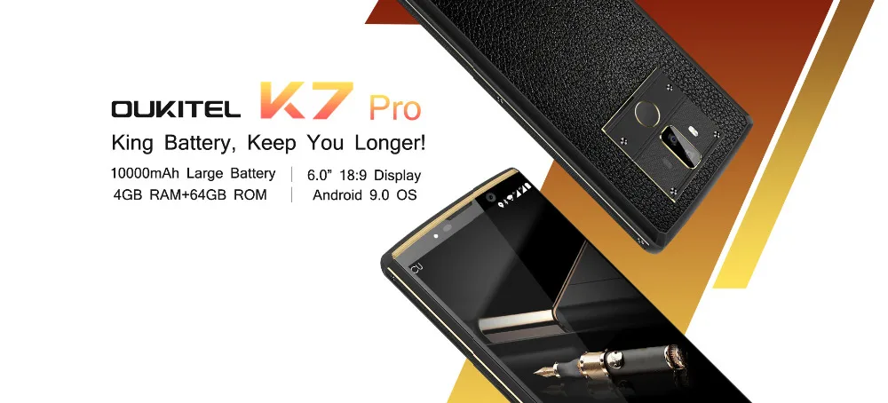 Смартфон OUKITEL K7 Pro, 10000 мАч, Android 9,0, четыре ядра, 4 Гб ОЗУ, 64 Гб ПЗУ, 6 дюймов, экран 9 В/2 А, быстрая зарядка, 4G LTE, мобильный телефон