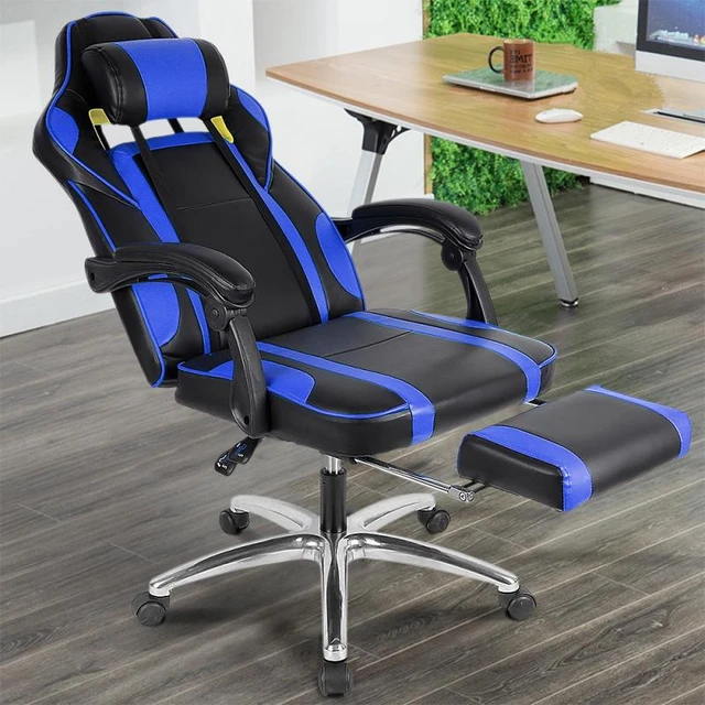 Cadeiras de jogos com alto-falantes Apoio para os pés Bluetooth Ergonômico  Cadeira de corrida de computador com encosto alto, ajuste de altura da  cadeira de escritório executivo em couro sintético : 