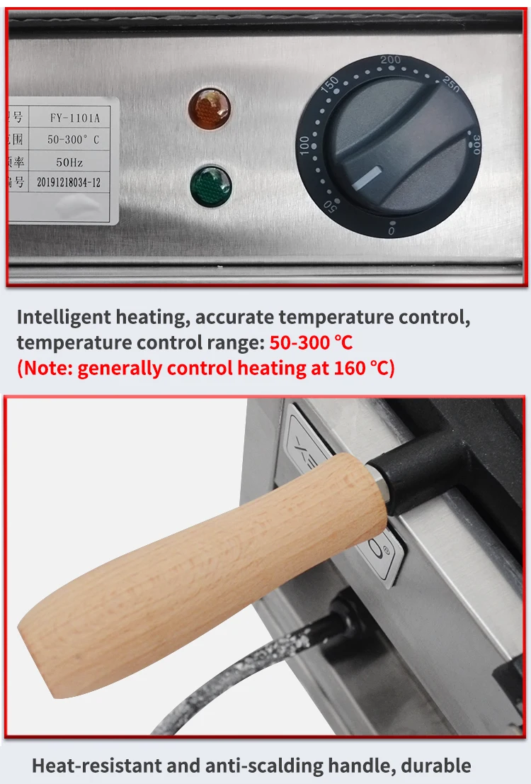 Description Picture 5 of itemXEOLEO Taiyaki Maker Fish Waffle Machine Fish Cake Baking Machine 6 Pcs Fish Ice Cream Waffle Maker 3000W Non-stick Pan