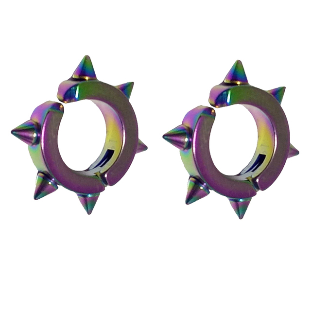 pair Classic Korean Punk Stainless Steel Ear Clip Earrings For Men Women Black No Pierced Fake Ear Circle New Pop Jewelry