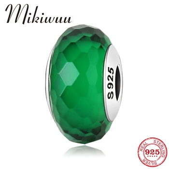 

European Murano glass beads 925 Silver Color forest green for women Fit Original Mikiwuu Charm Bracelet Necklace Jewelry Making
