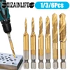 1/3/6PCS Hex Shank Titanium Plated HSS Screw Thread Metric Tap Drill Bit Compound Tap Screw Machine M3 M4 M5 M6 M8 M10 Hand Tool ► Photo 1/6