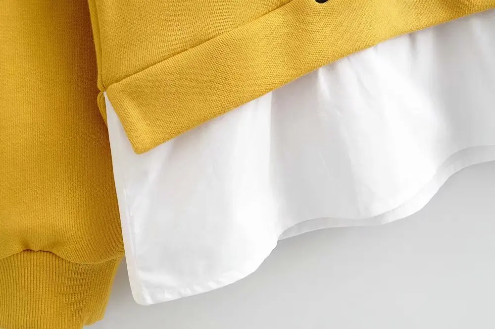 Стильная желтая футболка с принтом Микки Мауса из мультфильма Дисней, пуловер с круглым вырезом, модный Женский Повседневный Топ с длинным рукавом в стиле Харадзюку