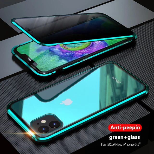 Green 360 магнитный металлический чехол для телефона противоударный бампер чехол для Apple iPhone 6 7 8 Plus 11 Pro X XR XS Max двусторонний - Цвет: Green