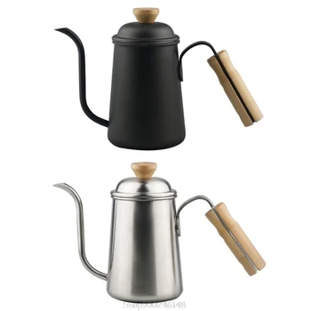

Stainless Steel 650mL Coffee Kettle Drip Filter Fine Mouth Pot Wooden Handle Pour Over Coffee Pot for Kitchen Office S28 20