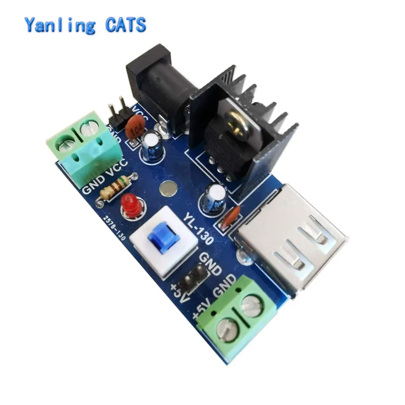 

7-15V to 5V Power Reduction Voltage Module 9V to 5V 12V to 5V 7805 Step-Down Heat Sink with Switch USB Pin Terminal Output