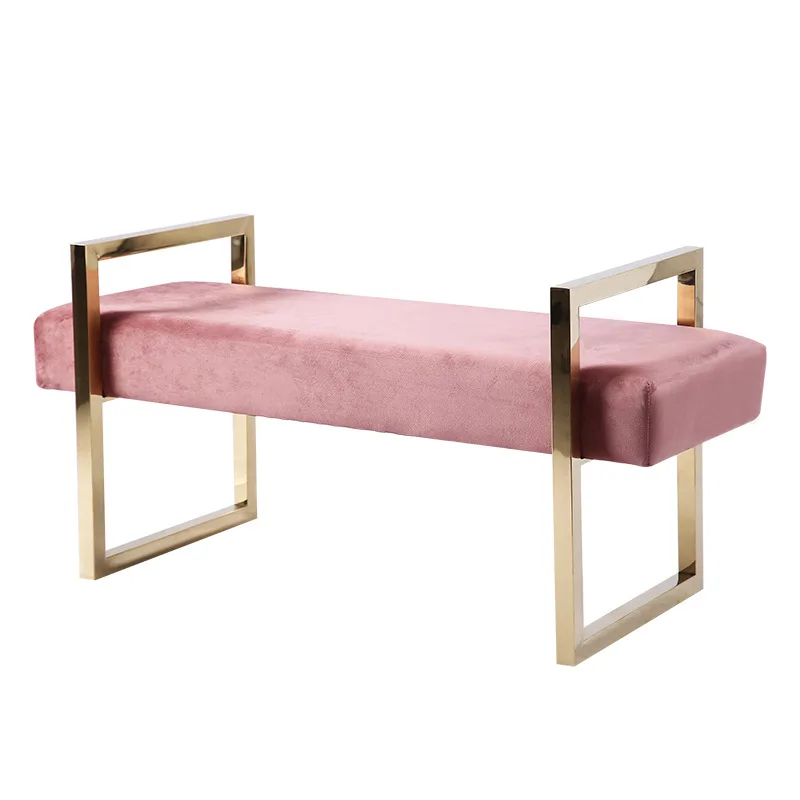 Розовая Золотая железная металлическая бархатная королевская кровать скамейка ottoman табурет для обуви калечка подставка для ног для дивана табурет для ног стул для ног гардеробная крыльцо