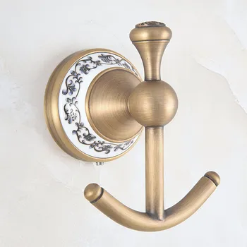 

Wall Mounted Antique Brass Bathroom Towel Coat Hooks Dual Robe Hook Hanger Bathroom Accessory mba770