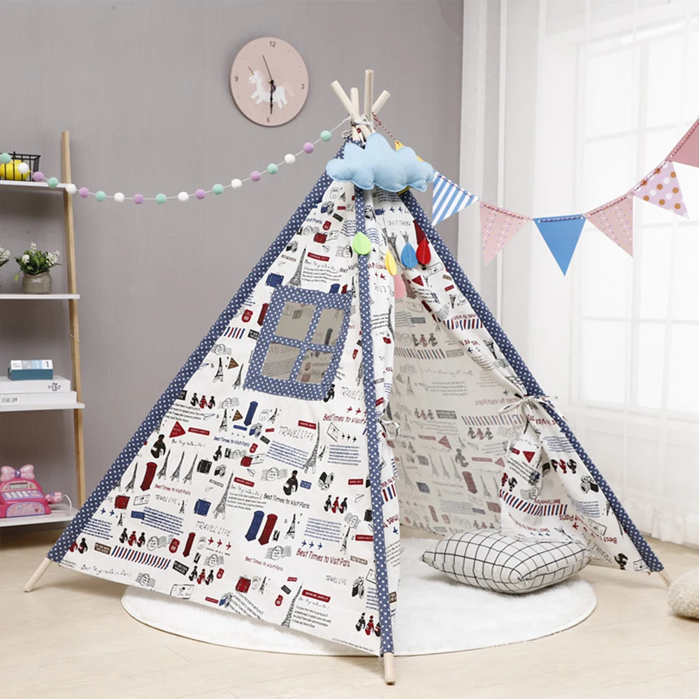1,35 м детская палатка Tipi, детская Вигвама, хлопок, холст, вигвам, 10 видов, детский вигвам, игрушки Tipi для девочек, игровой домик, большая детская палатка