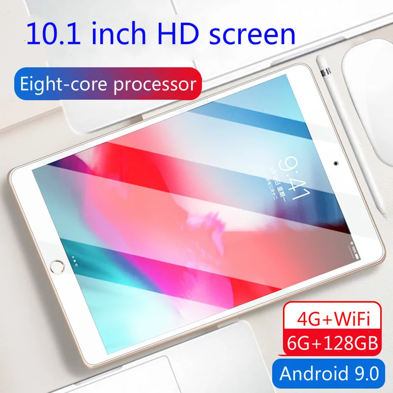 Tableta de 10,1 pulgadas con WIFI, 6G + 128GB de memoria, sistema Android 9,0, para estudiantes