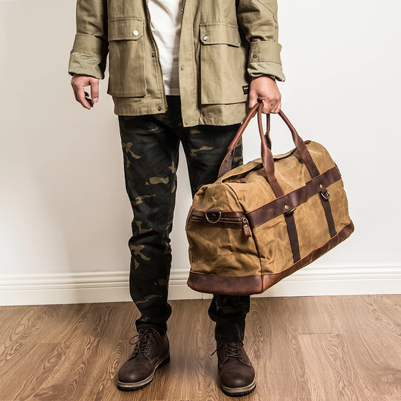 Canvas and Leather Cabin Travel Bag, Vintage Style 55cm