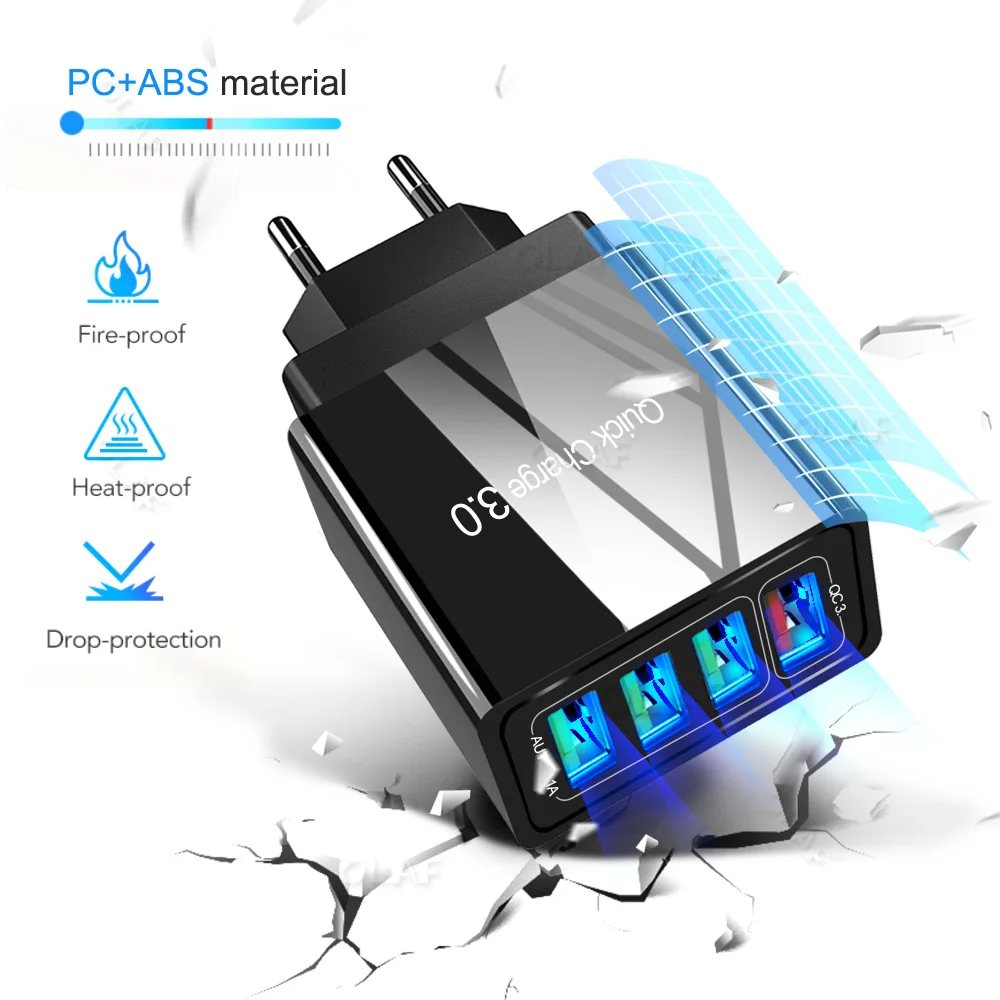 

EU/US Plug USB Charger Quick Charge 3.0 For Phone Adapter for Xiaomi Tablet Portable Wall Mobile Charger Fast Charger